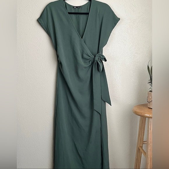 Green Zara Wrap Dress - Picture 1 of 9